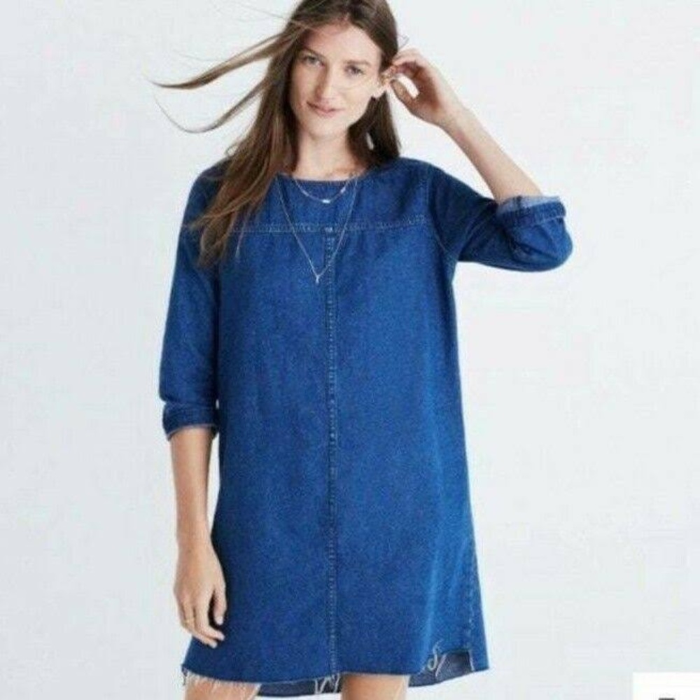 Madewell • raw hem denim dress, XS